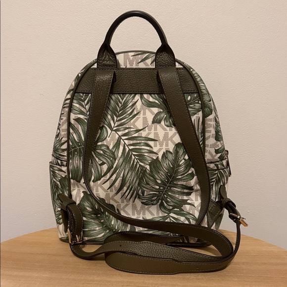 Michael Kors Tropical Green Leaf Backpack - Picture 2 of 4